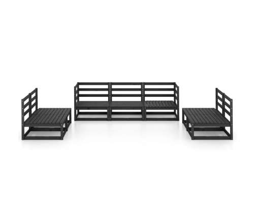 Juego de muebles de jardín 7 piezas negro madera maciza de pino