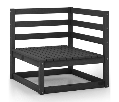 Juego de muebles de jardín 7 piezas negro madera maciza de pino