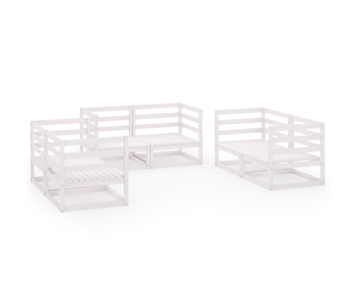 Set de salón de jardín de 6 piezas blanco madera maciza de pino