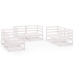 Set de salón de jardín de 6 piezas blanco madera maciza de pino