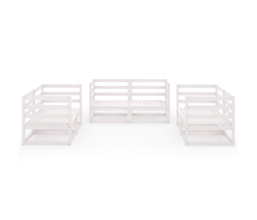 Set de salón de jardín de 6 piezas blanco madera maciza de pino