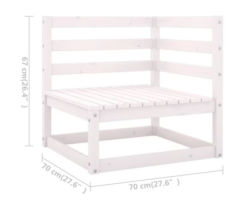 Set de salón de jardín de 6 piezas blanco madera maciza de pino