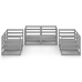 Juego de muebles de jardín 6 piezas gris madera maciza de pino