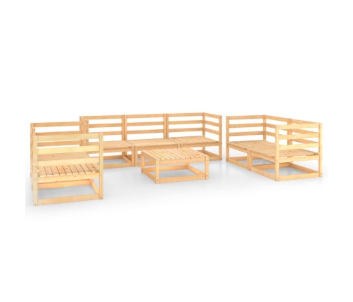 Juego de muebles de jardín 8 piezas madera maciza de pino