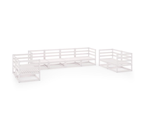 Set de salón de jardín de 8 piezas blanco madera maciza de pino