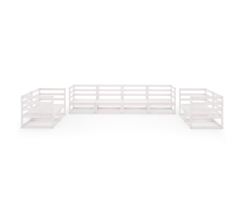 Set de salón de jardín de 8 piezas blanco madera maciza de pino