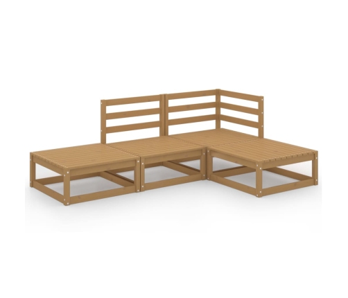 Muebles de jardín 4 piezas marrón miel madera maciza de pino