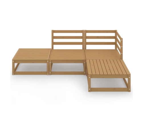 Muebles de jardín 4 piezas marrón miel madera maciza de pino