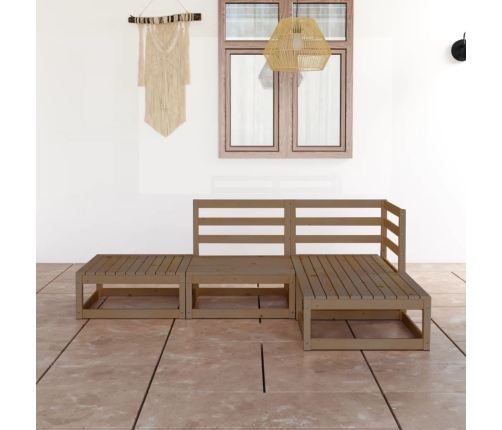Muebles de jardín 4 piezas marrón miel madera maciza de pino