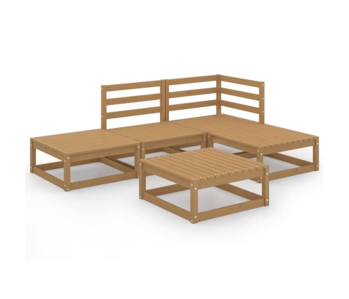 Muebles de jardín 5 piezas marrón miel madera maciza de pino