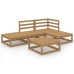 Muebles de jardín 5 piezas marrón miel madera maciza de pino