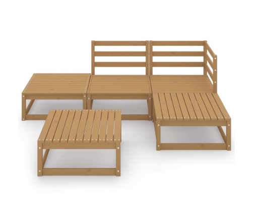 Muebles de jardín 5 piezas marrón miel madera maciza de pino