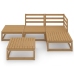 Muebles de jardín 5 piezas marrón miel madera maciza de pino
