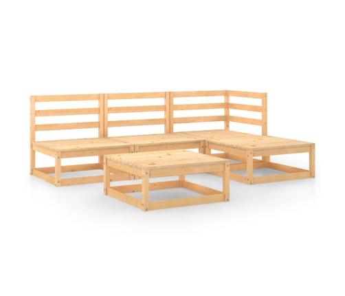 Juego de muebles de jardín 5 piezas madera maciza de pino
