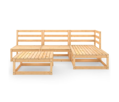 Juego de muebles de jardín 5 piezas madera maciza de pino