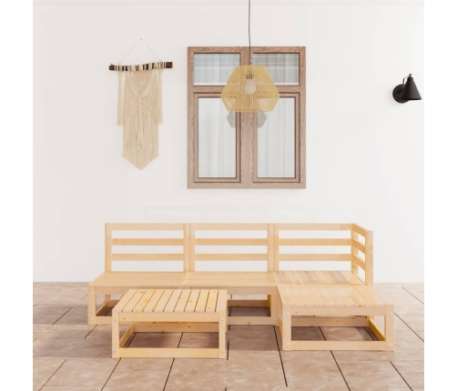 Juego de muebles de jardín 5 piezas madera maciza de pino