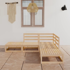 Juego de muebles de jardín 5 piezas madera maciza de pino