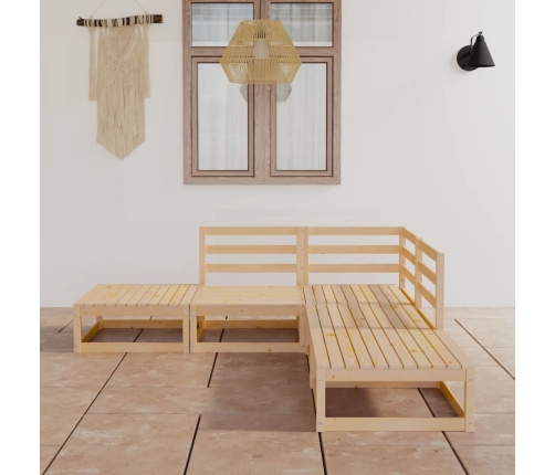 Juego de muebles de jardín 5 piezas madera maciza de pino