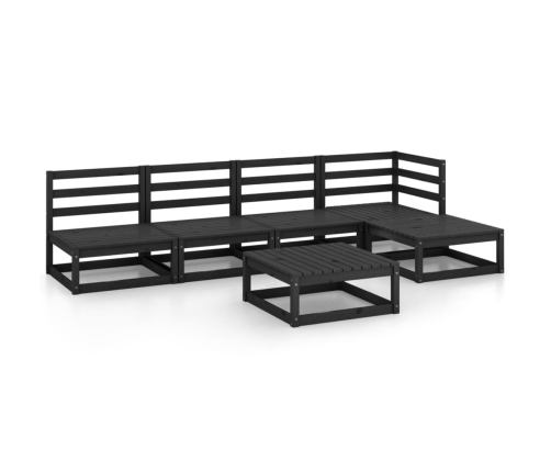 Juego de muebles de jardín 5 piezas negro madera maciza de pino
