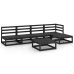 Juego de muebles de jardín 5 piezas negro madera maciza de pino