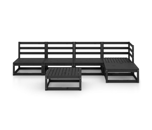 Juego de muebles de jardín 5 piezas negro madera maciza de pino