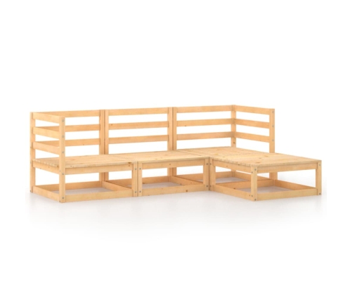 Juego de muebles de jardín 4 piezas madera maciza de pino
