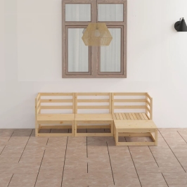 Juego de muebles de jardín 4 piezas madera maciza de pino