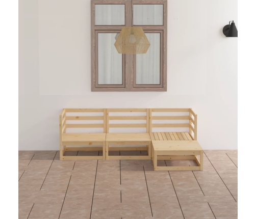 Juego de muebles de jardín 4 piezas madera maciza de pino