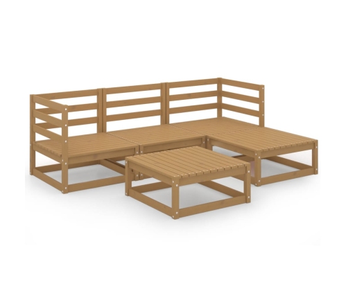 Muebles de jardín 5 piezas marrón miel madera maciza de pino