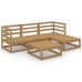 Muebles de jardín 5 piezas marrón miel madera maciza de pino