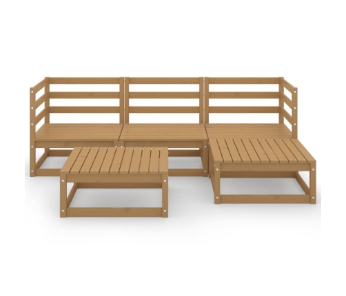 Muebles de jardín 5 piezas marrón miel madera maciza de pino