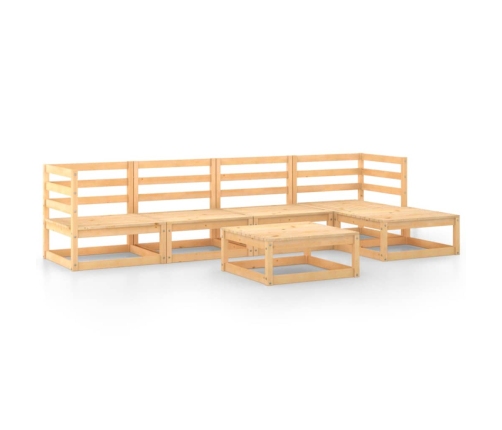 Juego de muebles de jardín 6 piezas madera maciza de pino