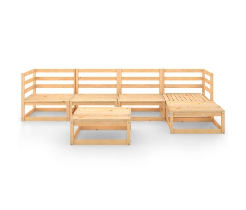 Juego de muebles de jardín 6 piezas madera maciza de pino