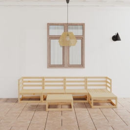 Juego de muebles de jardín 6 piezas madera maciza de pino