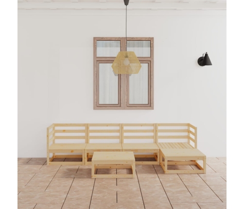 Juego de muebles de jardín 6 piezas madera maciza de pino
