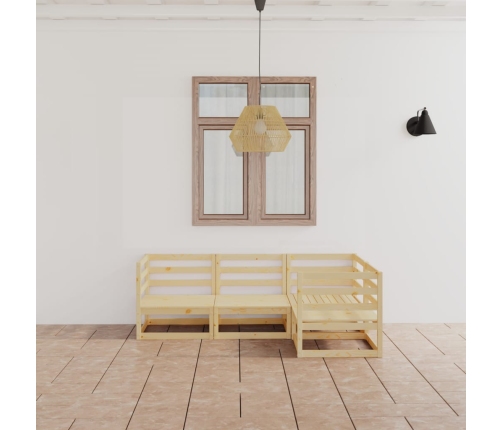 Juego de muebles de jardín 4 piezas madera maciza de pino