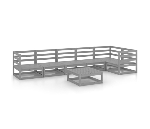 Muebles de jardín 7 piezas gris madera de pino maciza