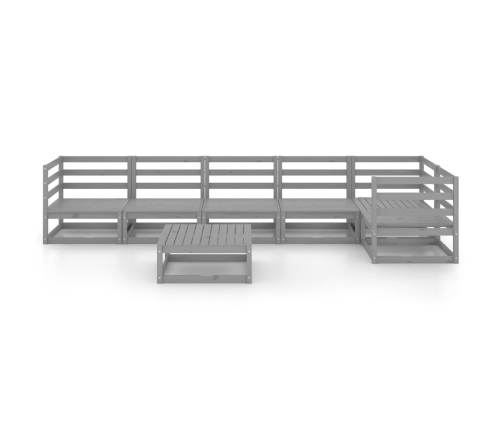 Muebles de jardín 7 piezas gris madera de pino maciza
