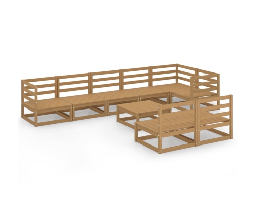Muebles de jardín 9 piezas marrón miel madera maciza de pino