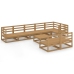 Muebles de jardín 9 piezas marrón miel madera maciza de pino