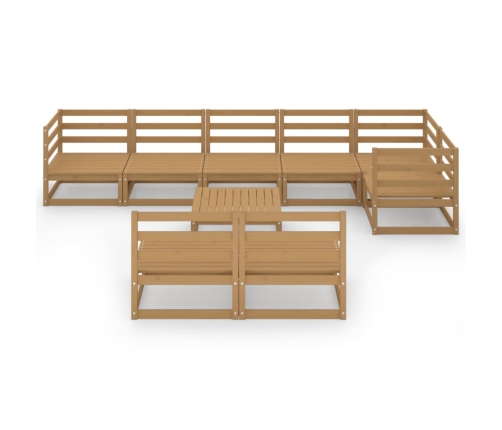 Muebles de jardín 9 piezas marrón miel madera maciza de pino