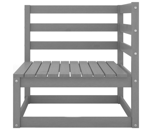 Juego de muebles de jardín 9 piezas gris madera maciza de pino