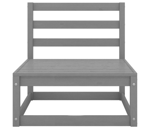 Juego de muebles de jardín 9 piezas gris madera maciza de pino
