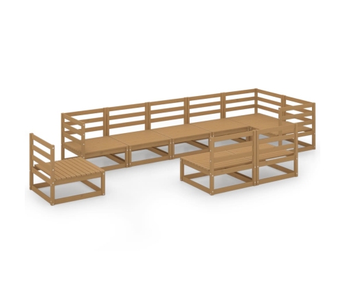 Muebles de jardín 9 piezas marrón miel madera maciza de pino