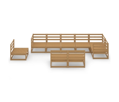 Muebles de jardín 9 piezas marrón miel madera maciza de pino