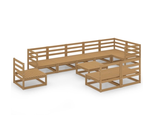 Muebles de jardín 10 piezas marrón miel madera maciza de pino