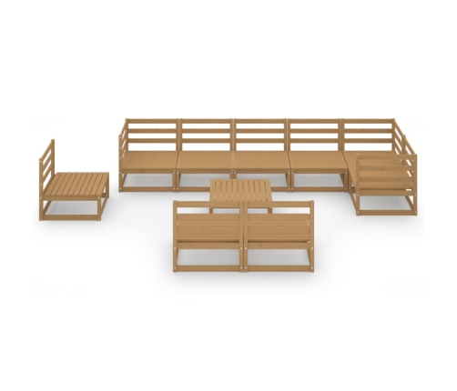 Muebles de jardín 10 piezas marrón miel madera maciza de pino