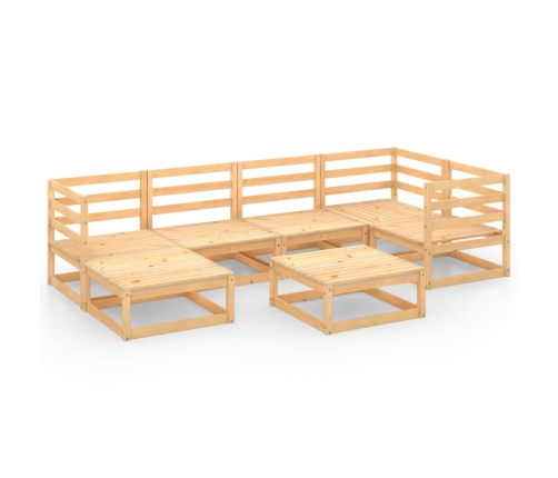 Juego de muebles de jardín 7 piezas madera maciza de pino