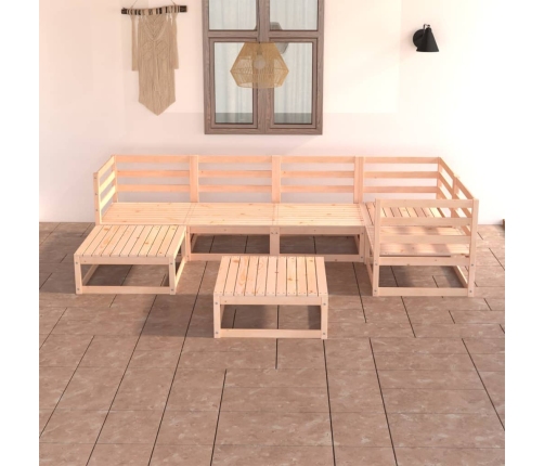 Juego de muebles de jardín 7 piezas madera maciza de pino