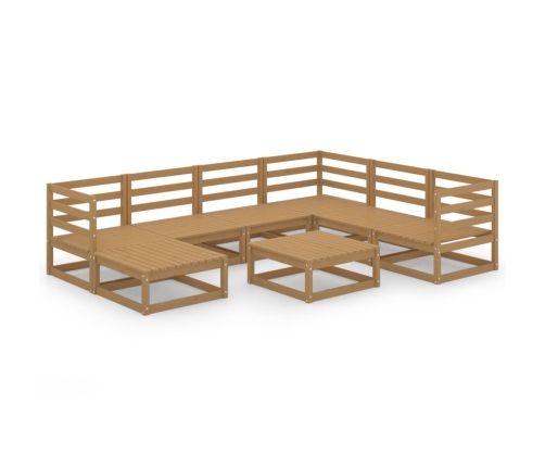 Muebles de jardín 8 piezas marrón miel madera maciza de pino